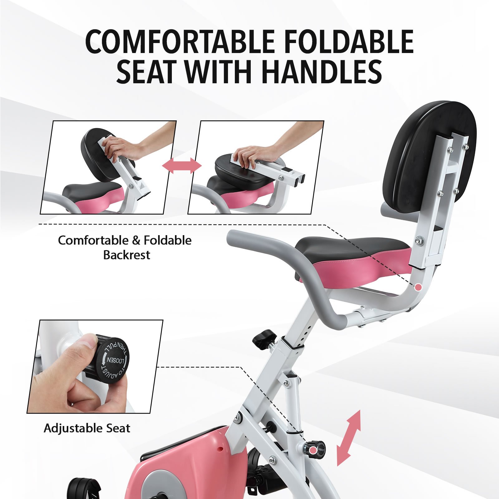 Genki 3 In 1 Exercise X Bike Trainer Recumbent Home Gym Fitness Workout Equipment Upright Bicycle Machine Folding 10 Resistance Band Backrest