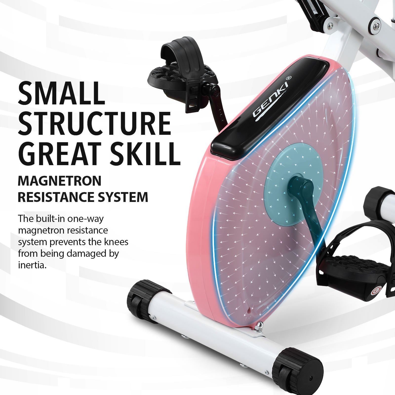 Genki 3 In 1 Exercise X Bike Trainer Recumbent Home Gym Fitness Workout Equipment Upright Bicycle Machine Folding 10 Resistance Band Backrest