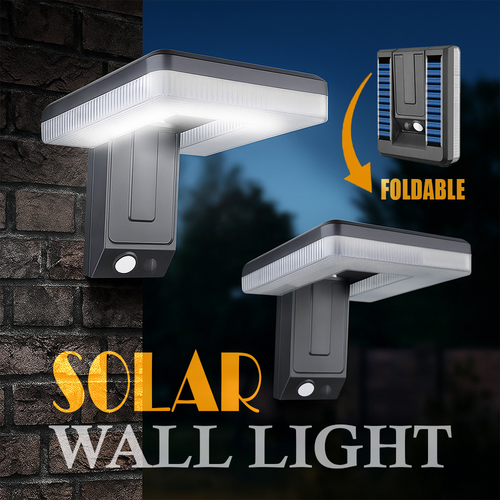 TEMU Folding Wall Led Solar Light Outdoor With Motion Sensor – Bright Led Security Lamp, Solar Charging, Energy Saving For Yard, Patio, Garden