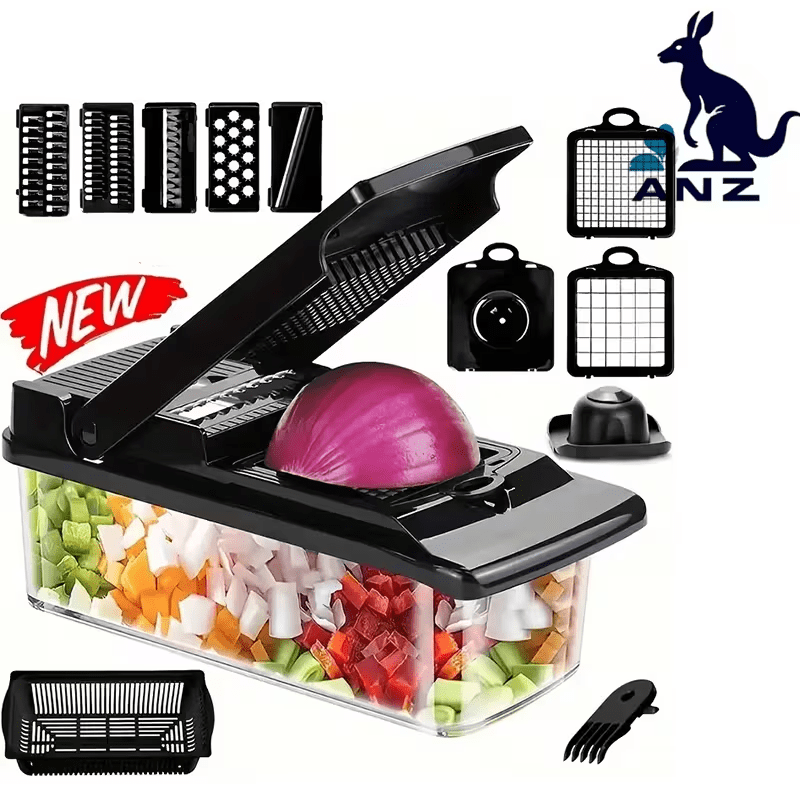 TEMU Manual Slicer With 7 Stainless Steel Knife Heads For Fruits, Vegetables, Carrots, Potatoes, Onions And Egg Separators