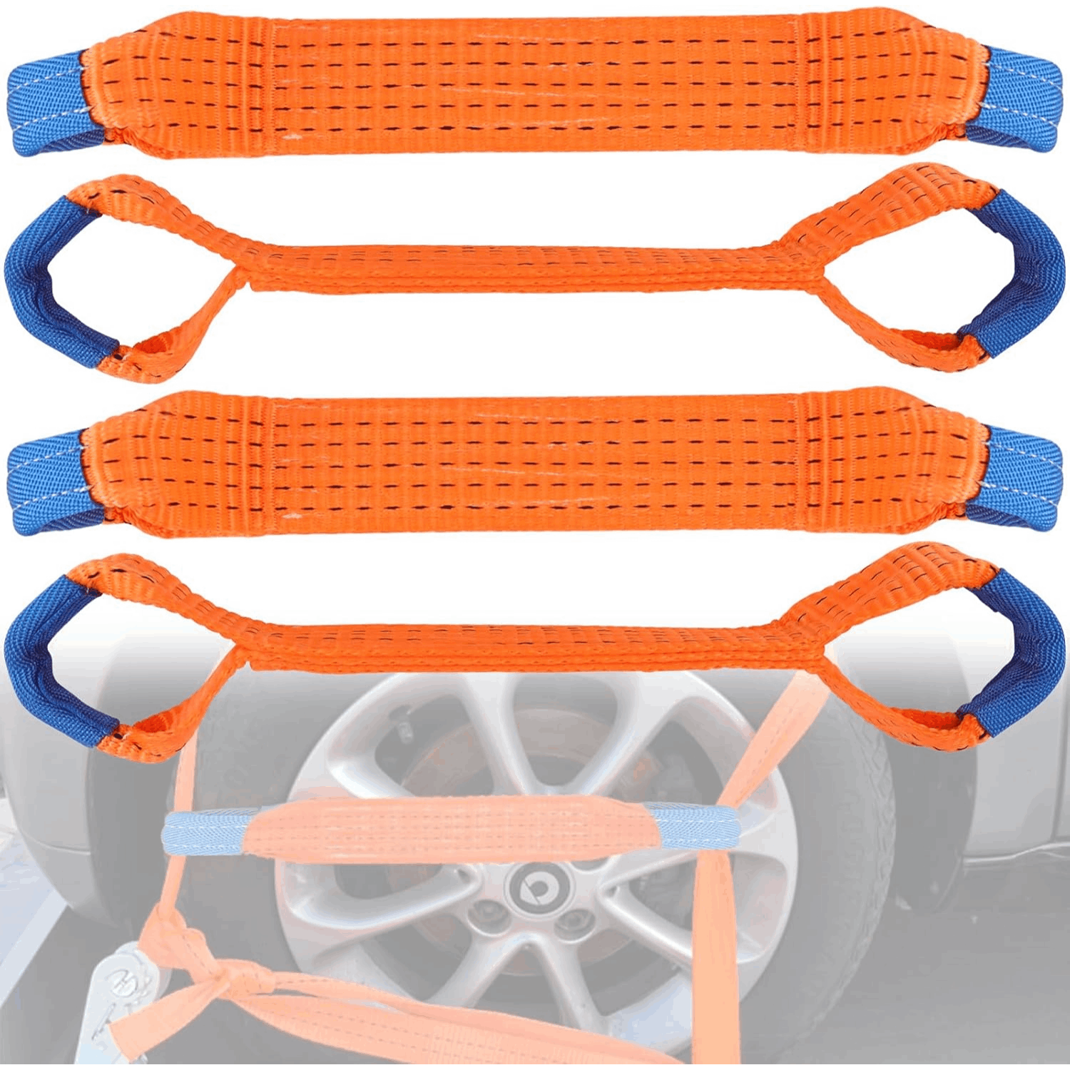 TEMU 4pcs Heavy-duty Vehicle Tie Down Straps, Vehicle Transport Straps - Universal - 4pcs - 50mm Width - Abrasion-resistant - Non-slip - Reusable
