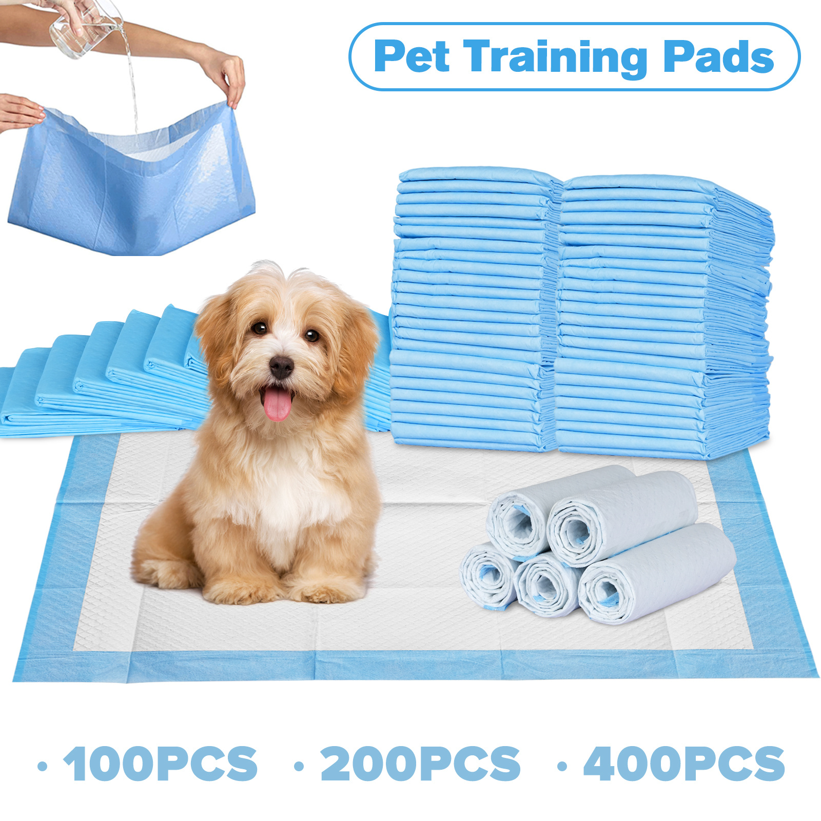 TEMU Advwin Pet Training Pads, Disposable Dog Pee Pads, Leak-proof And Super Absorbent, Fast Drying Pee Mats For Dogs, Puppies, Cats, Rabbits, Size