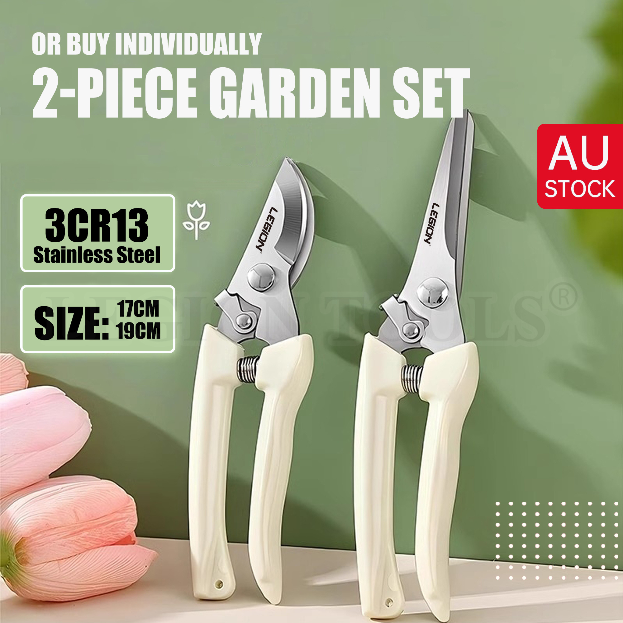 TEMU 2pcs Garden Pruning Shears Set - Heavy Duty Pruning Shears And Fruit Picking Scissors, Steel Tool