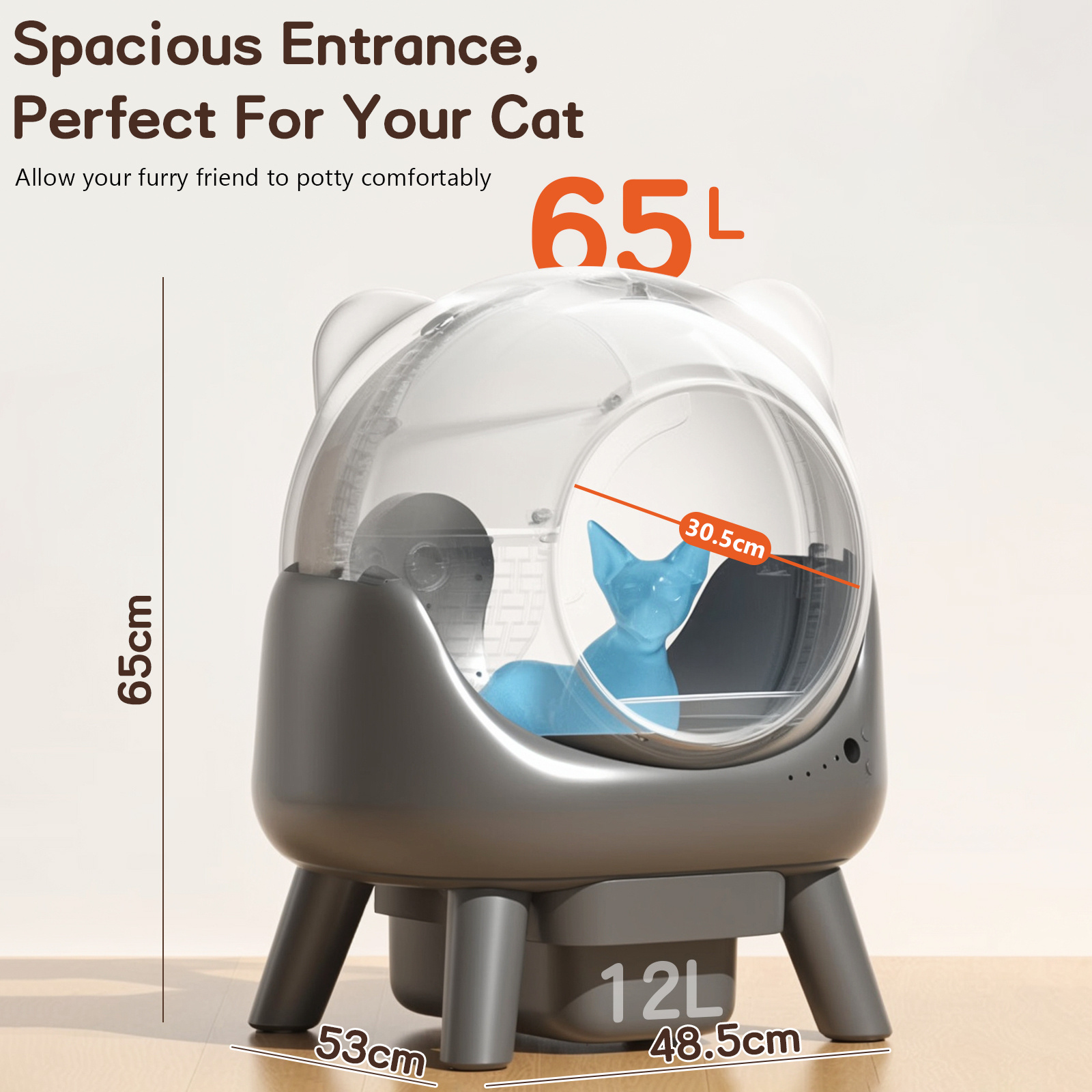 Advwin Self Cleaning Litter Box With Garbage Bags, Anti-Pinch Safety Protection Kitten Mode, Child Lock, Automatic Cat Litter Box 65L+12L Large Capacity For Multi-Cats