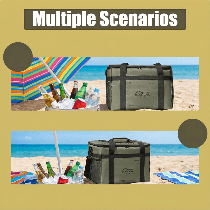 Outdoor Insulated Bag with IPX4 Water Splash Resistance, Non-Woven Insulation Filling, Dual-Temperature Modes for Hot & Cold Retention, YKK Waterproof Zippers for Long-Lasting Durability, Multiple Carry Methods (Handheld or Shoulder Strap), 0.8kg Lightweight Design, 38×28×32cm Unfolded Size, Practical Gear for Australian Picnics and Camping