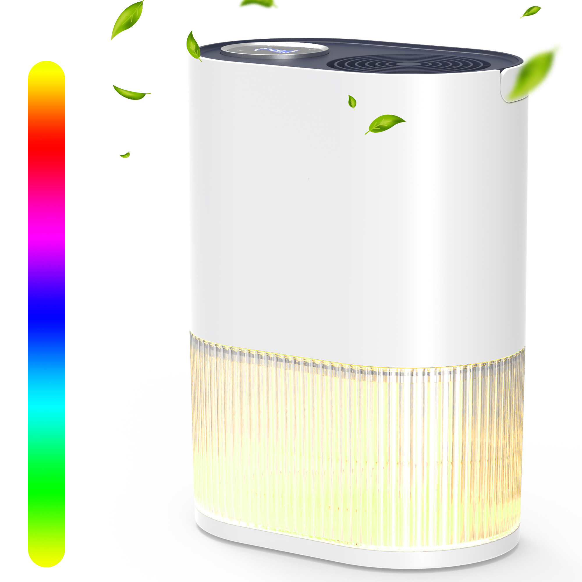 TEMU Advwin 2000ml Dehumidifier For Home, Quiet Air Dehumidifiers For Bedroom, Bathroom, Wardrobe Room With Humidity, 24h Timer, Color Lights