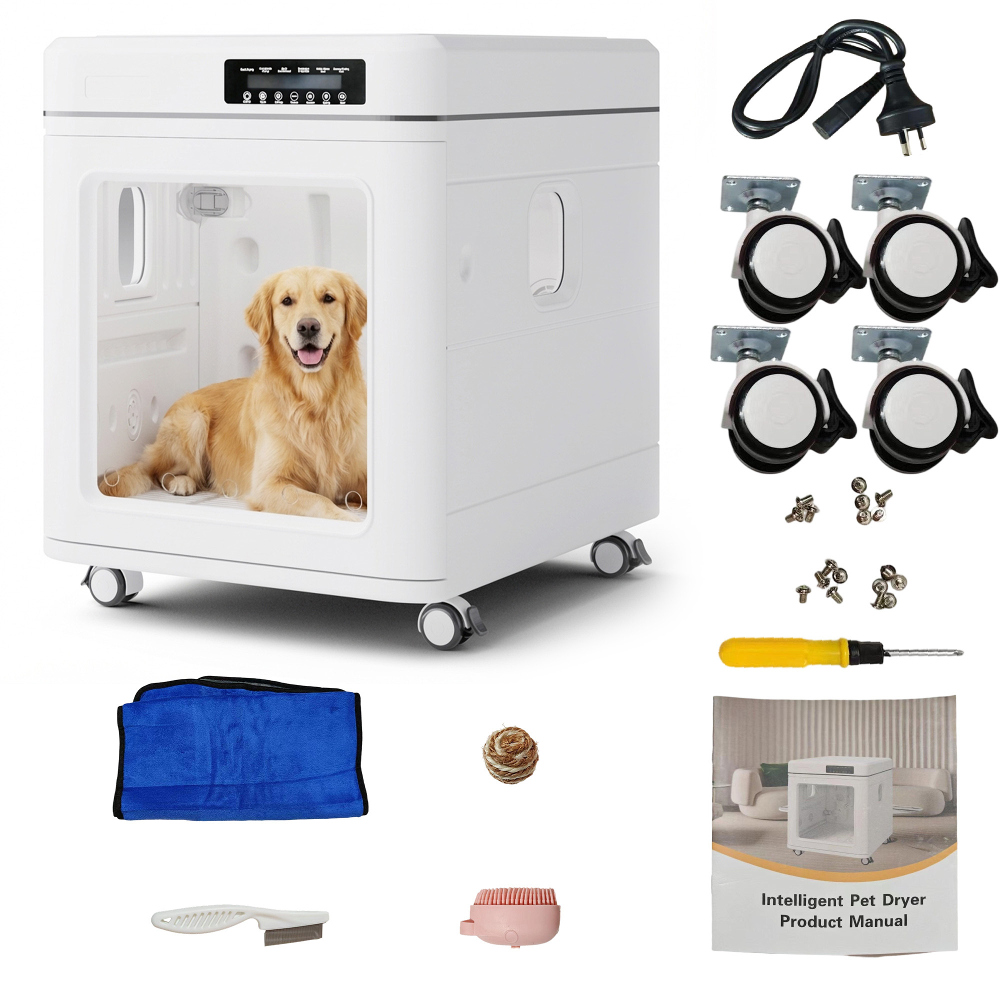 Advwin Foldable Pet Dryer Box with Wheels, 360° Fast Drying 100L Quiet Odor Removal for Dogs & Cats - Image 3