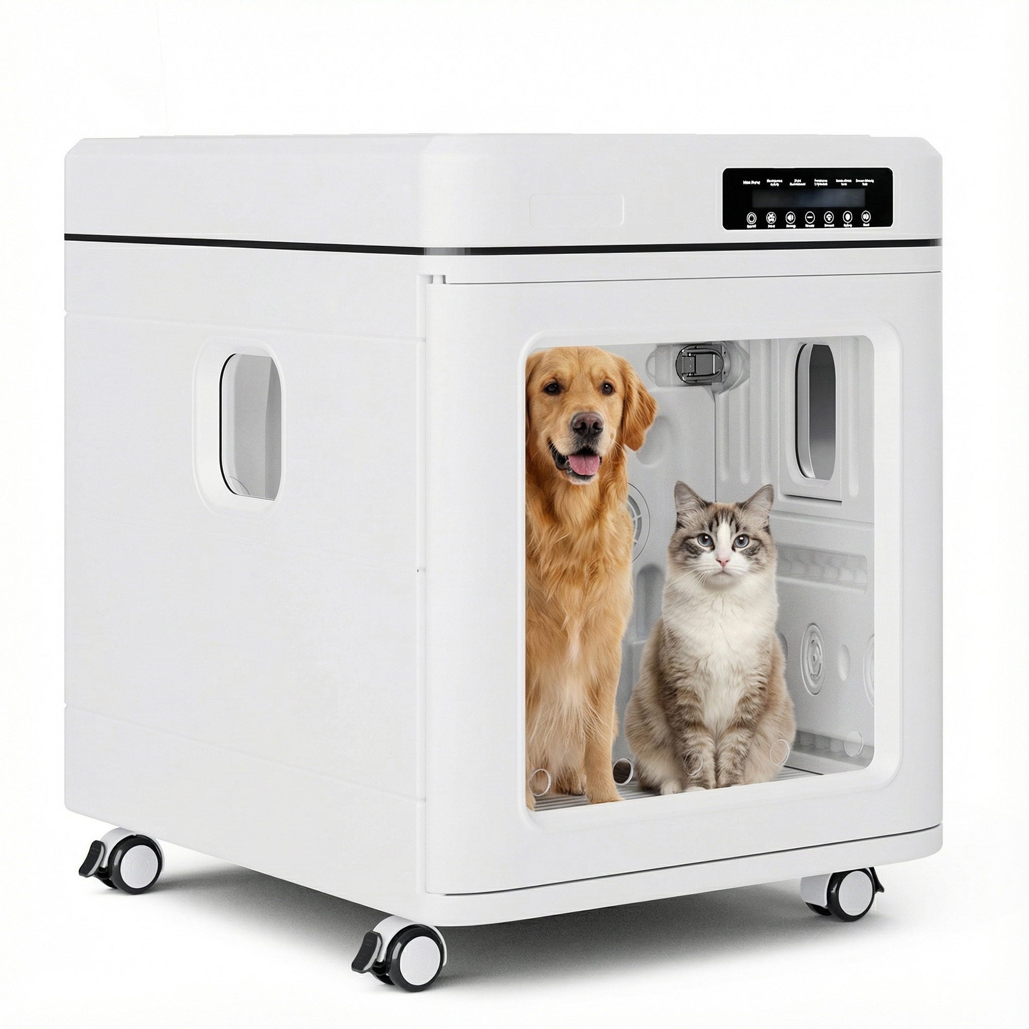 Advwin Foldable Pet Dryer Box with Wheels, 360° Fast Drying 100L Quiet Odor Removal for Dogs & Cats