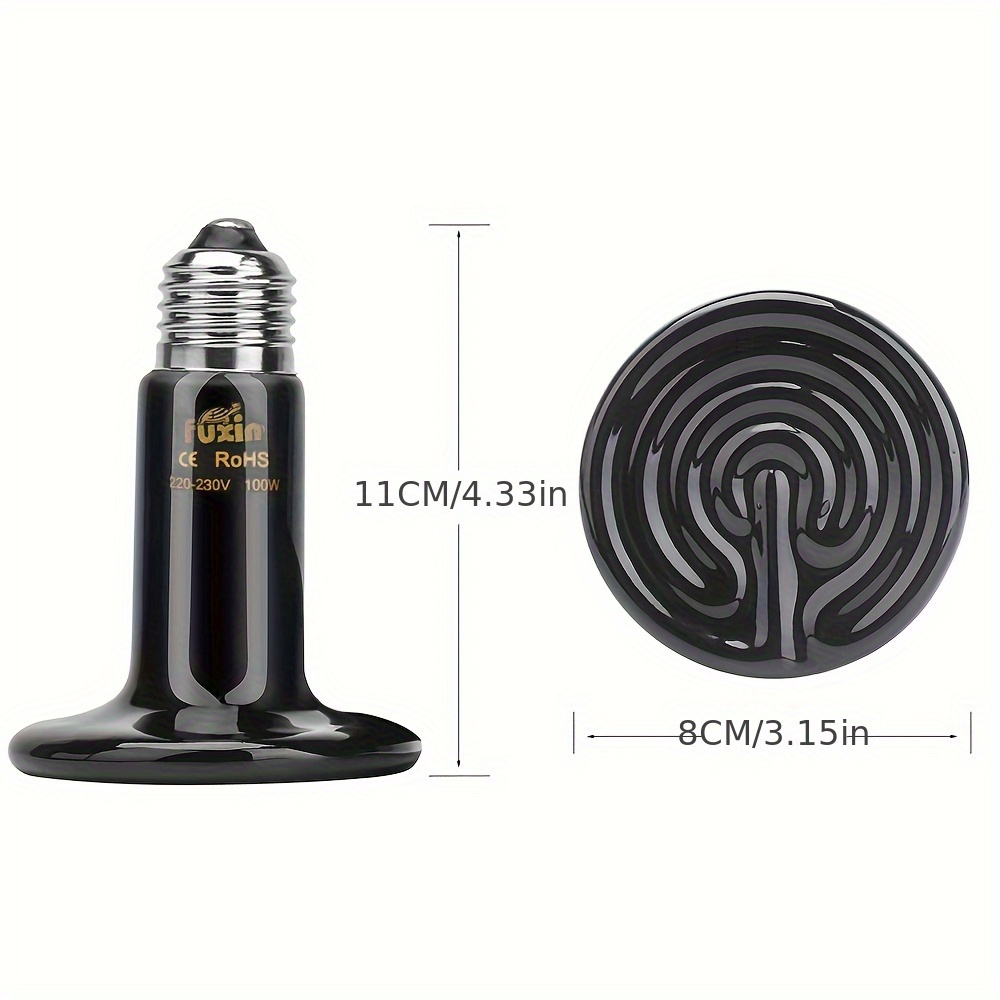 Multi-Size Reptile Ceramic Heat Lamp + Holder Set 250W/150W/100W - Explosion-Proof & Anti-Scald Design, No-Light Constant Temperature Heating, Quiet Non-Disturbing Sleep, High-Temp Resistant Lamp Base, Fit for Lizards/Snakes/Tortoises & All Terrariums, Professional Reptile Heating Essential - Image 9