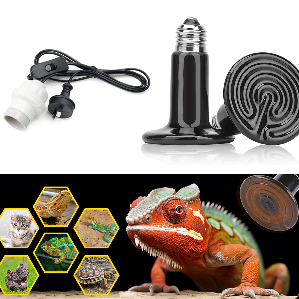 Multi-Size Reptile Ceramic Heat Lamp + Holder Set 250W/150W/100W - Explosion-Proof & Anti-Scald Design, No-Light Constant Temperature Heating, Quiet Non-Disturbing Sleep, High-Temp Resistant Lamp Base, Fit for Lizards/Snakes/Tortoises & All Terrariums, Professional Reptile Heating Essential - Image 5
