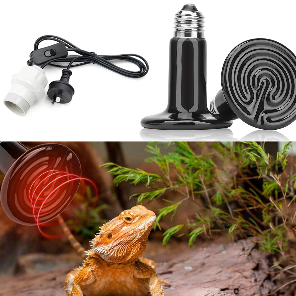 Multi-Size Reptile Ceramic Heat Lamp + Holder Set 250W/150W/100W - Explosion-Proof & Anti-Scald Design, No-Light Constant Temperature Heating, Quiet Non-Disturbing Sleep, High-Temp Resistant Lamp Base, Fit for Lizards/Snakes/Tortoises & All Terrariums, Professional Reptile Heating Essential