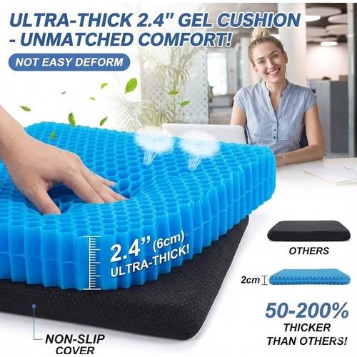 6cm extra thick honeycomb gel seat cushion double thickness egg gel cushion for pressure relief cooling office chair car seat pad wheelchair cushion for back hip pain relief