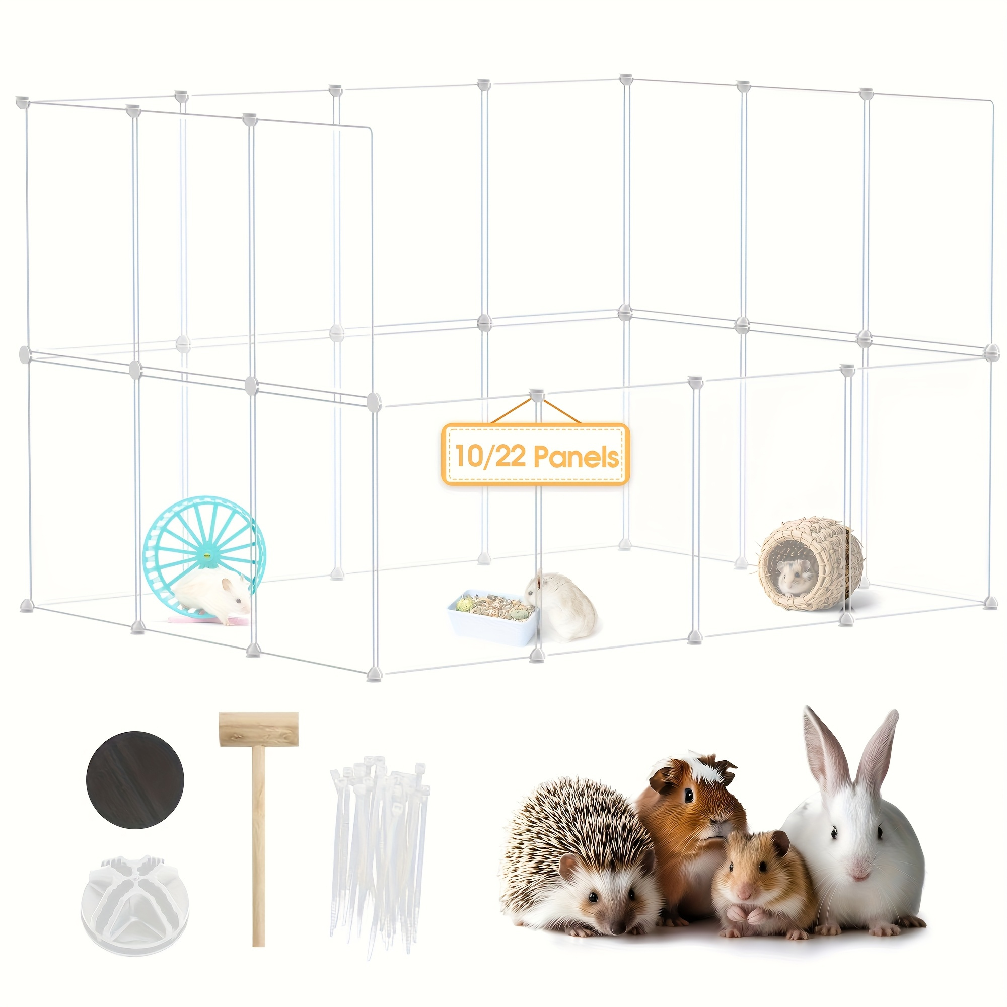 TEMU Advwin Small Animal Diy Playpen, 10/22 Panels Pet Playpen, Easy-clean With Modular Panels For Hamsters, Hedgehog, Guinea Pig Cages