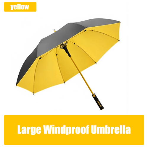 large windproof umbrella upf 50 125cm canopy diameter suitable for two people 10 fiberglass ribs withstands 190t high density fabric waterproof opening closing easy operation waterproof storage cover wet umbrella warning yellow 580g lightweight design for australian weather