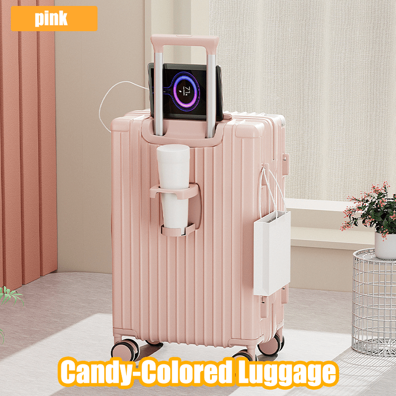 TEMU 20-inch Combination Lock Luggage - Abs+pc Composite Material, Scratch-resistant, Tsa Customs Lock, Pass-through, 360° Silent Swivel Wheels For