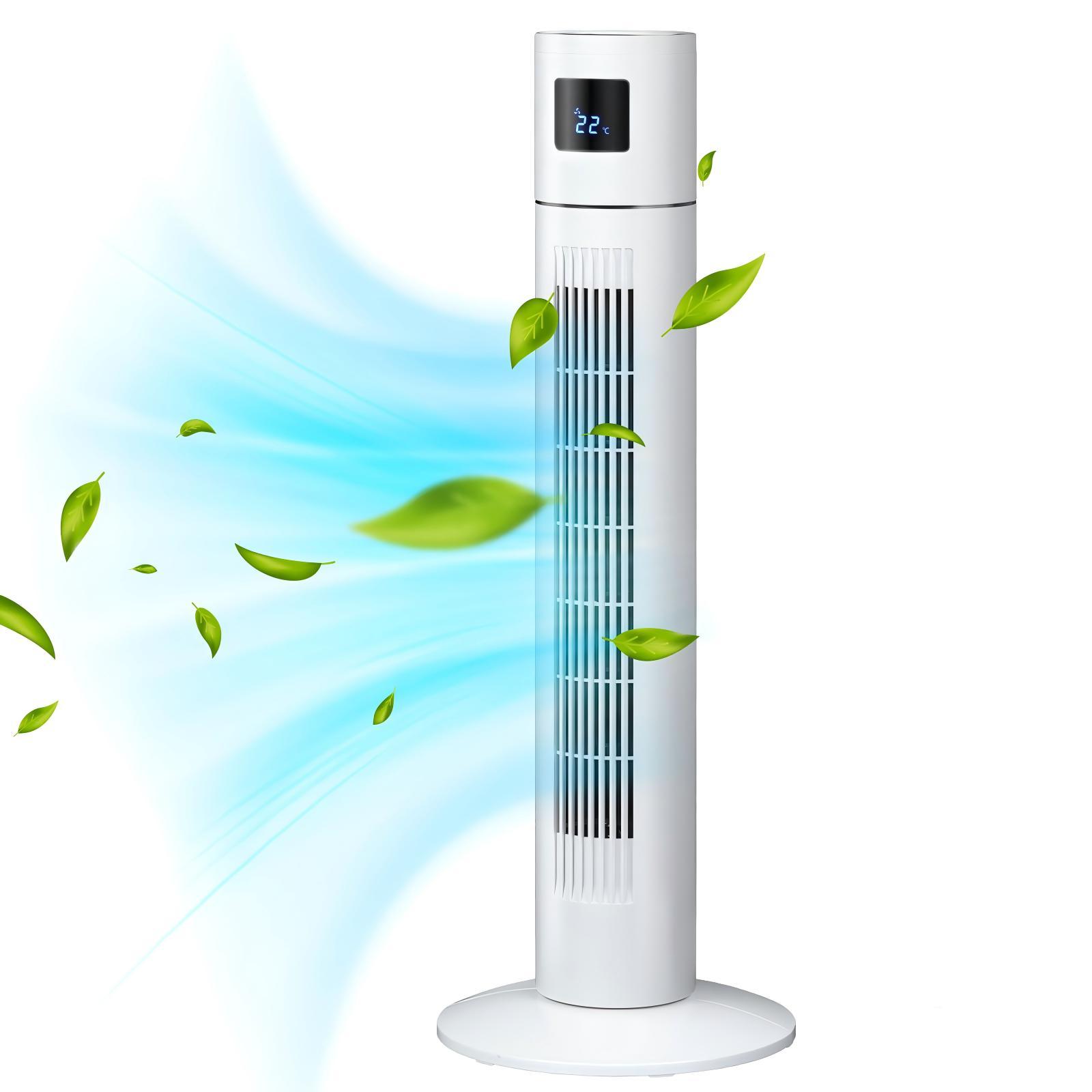 TEMU Advwin Electric Tower Fan, Bladeless Standing Fans, Portable Air Circulator With 70° For Indoor Home Large Room Bedroom Office Use