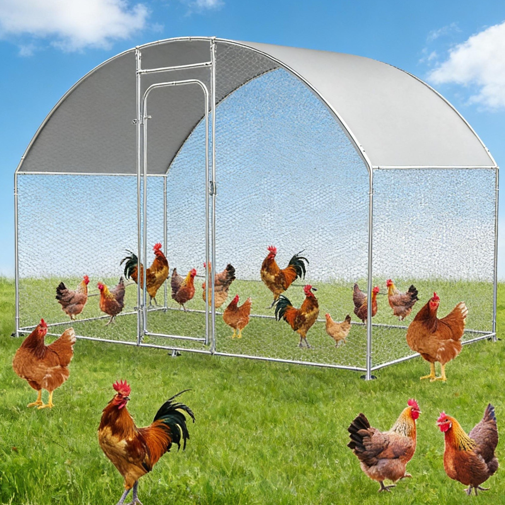 TEMU Advwin 3.15mx1.65x1.82m Chicken Coop With Cover, Walk-in Pen For Yard, Chicken Cage Pet Dog Enclosure Crate, Outdoor For Small Animals Duck