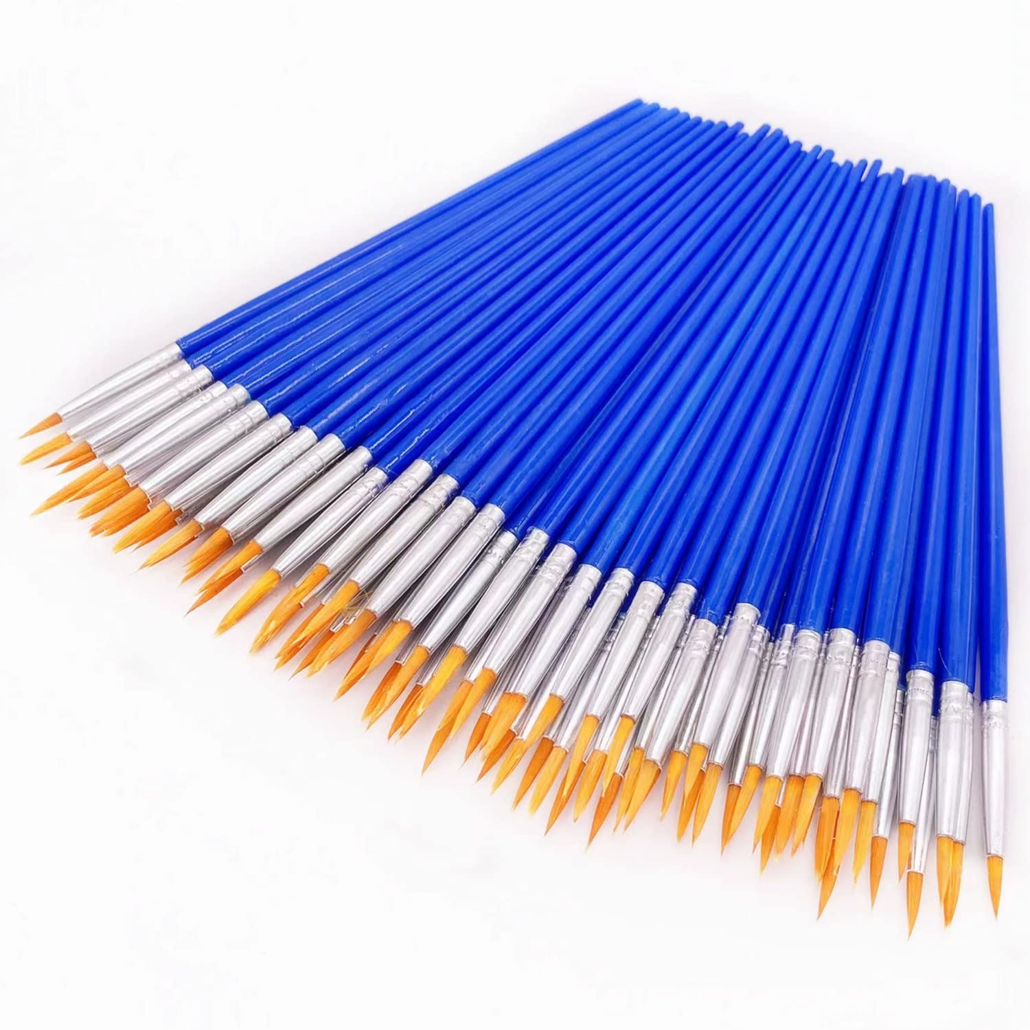 TEMU 50/100 Pcs Small Paint Brushes Bulk, Paint Brushes For Acrylic Paint Brushes Set With Flat And Round Pointed Paint Brushes Craft Paint Brushes