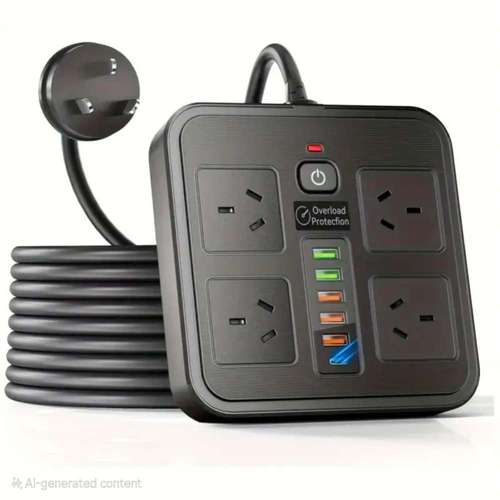 10 in 1 power strip with usb protection 4 outlets 5 usb ports 1 8m extension cord wall mountable ideal for home office gaming consoles 2500w capacity gaming console accessory strip