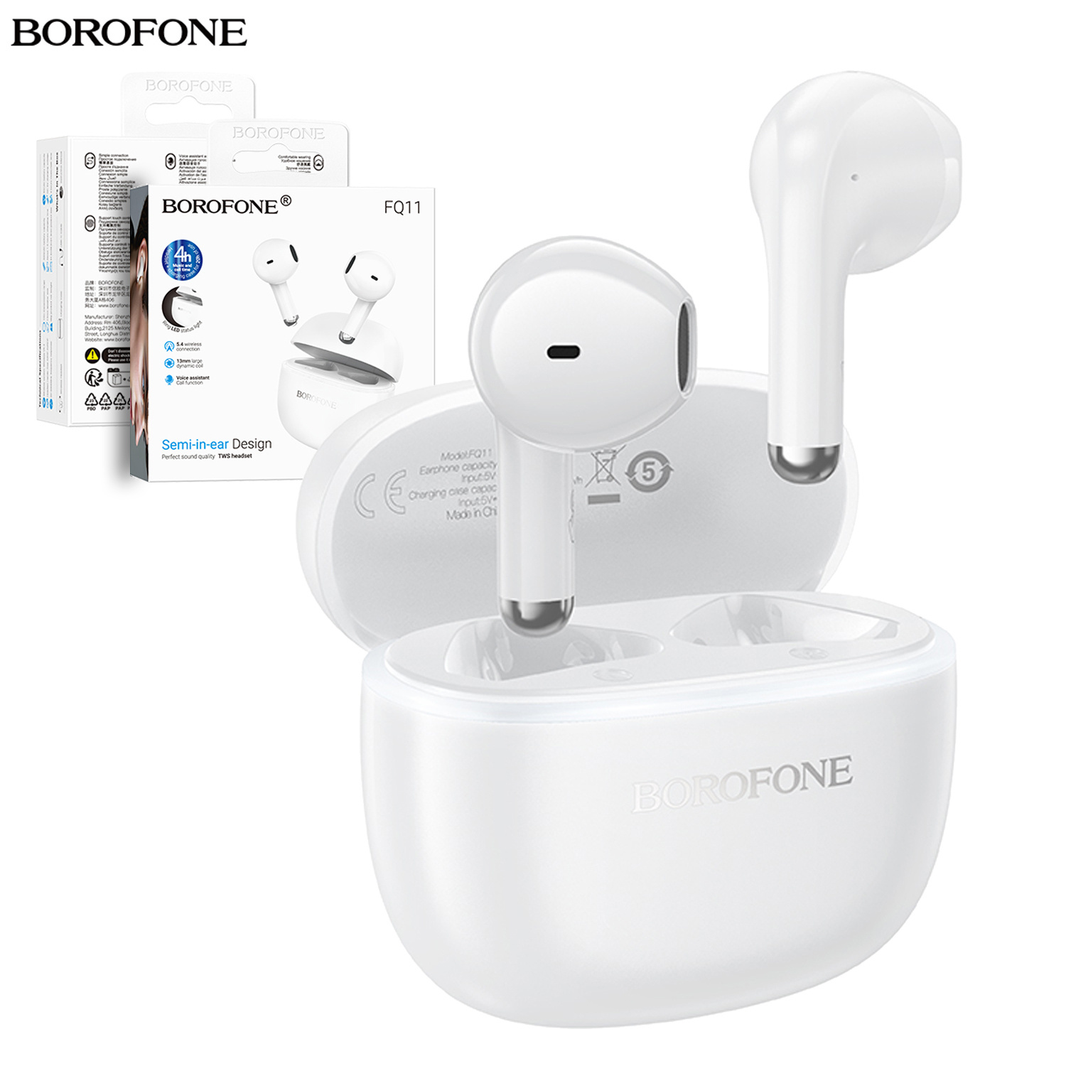 TEMU Borofone Fq11 Tws True Wireless Bt 5.4 Bluetooth Sports Earbuds Headset For Iphone/ /moto/ /oppo