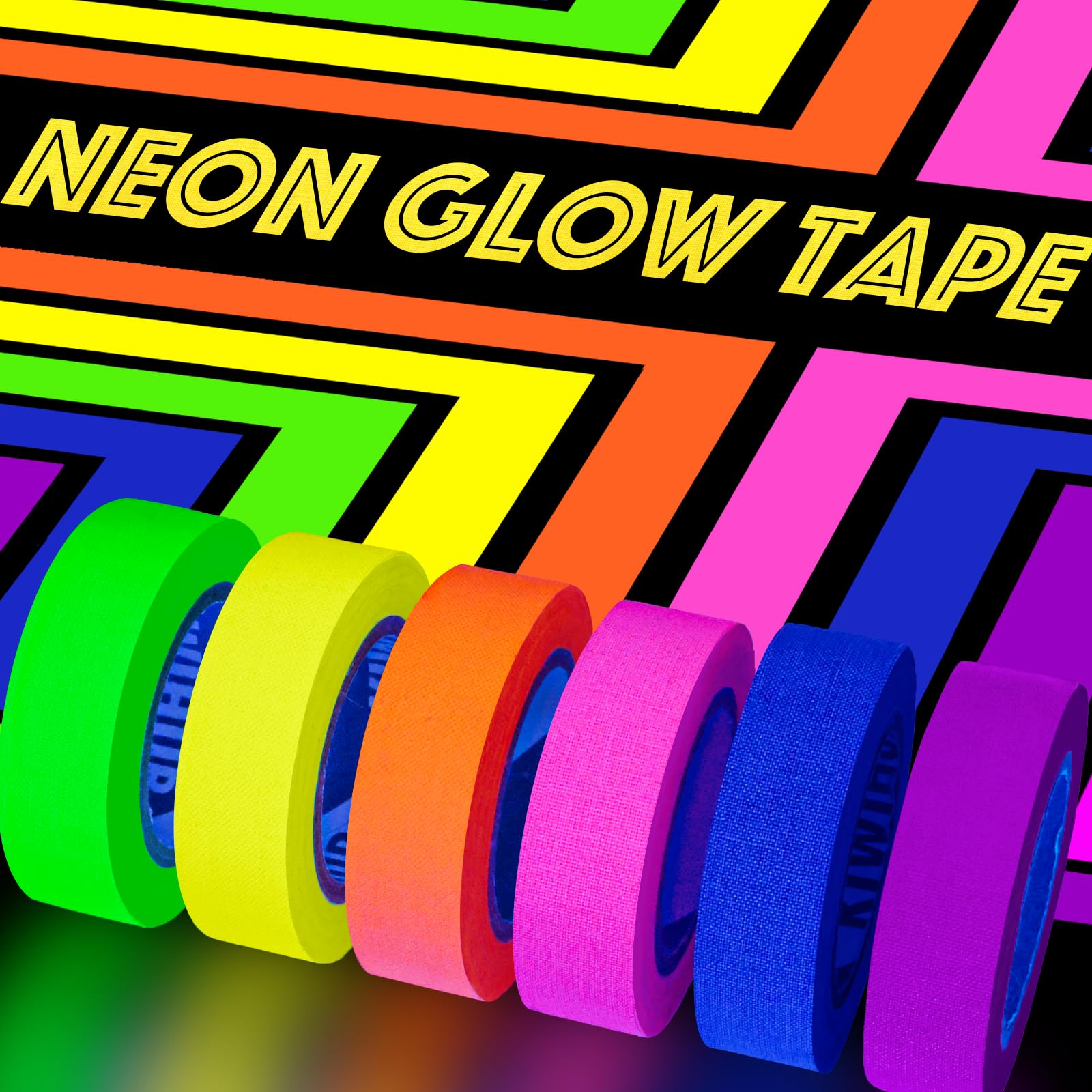 TEMU Uv Blacklight Glow In The Dark Tape - Fluorescent Cloth/neon Tape, For Glow Party Supplies 6 Colors Australia Day Gift