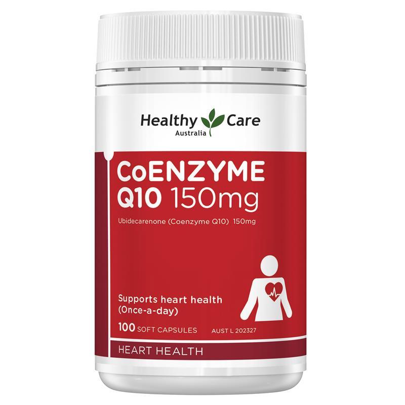 Healthy Care CoEnzyme Q10 150mg - 100 Capsules, red | Supports heart health