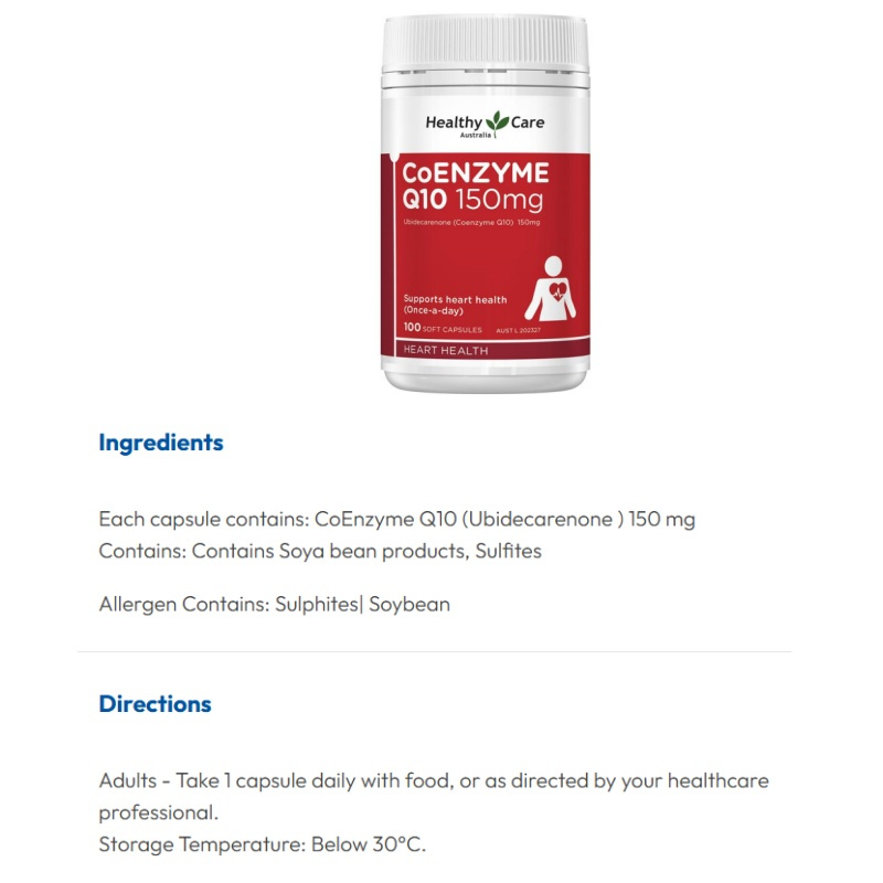 Healthy Care CoEnzyme Q10 150mg - 100 Capsules, red | Supports heart health - Image 4