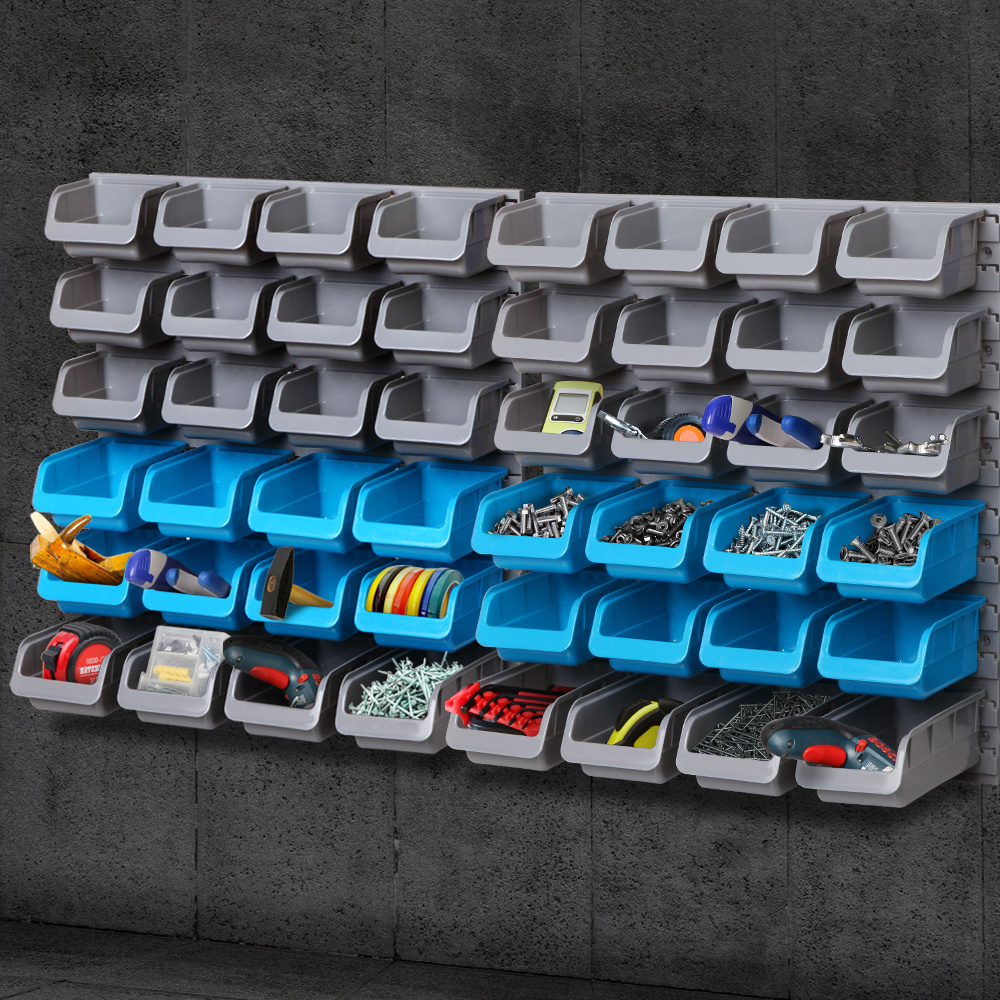   48 storage bin rack wall mounted garage shelving   organiser   with pull out bins  