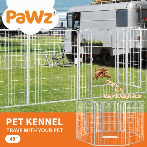 8 panel foldable pet playpen adjustable layout exercise area with lockable door 40 48 inch indoor outdoor portable pet pen for dogs white