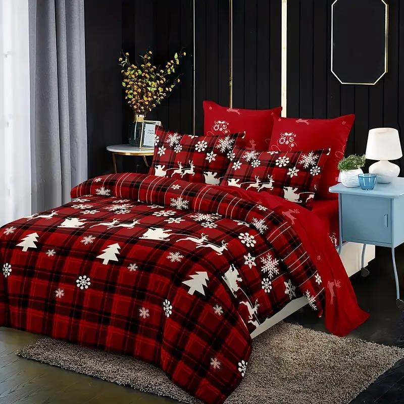 TEMU Au Standard Size All Sizes Bed Christmas Quilt/duvet/ Cover Set-xmas Flakes