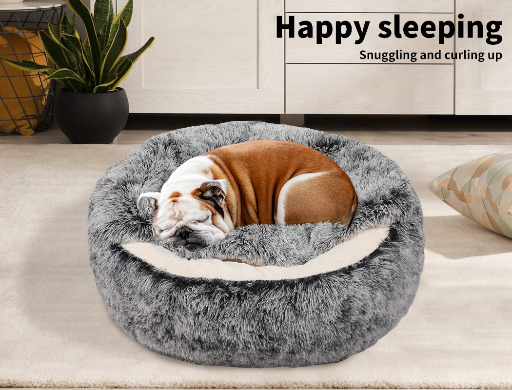 PaWz Pet Dog Bed Extra Large Soft Plush Sleeping Cushion with Removable Washable Cover, Hooded Donut Cat & Dog Bed, Charcoal