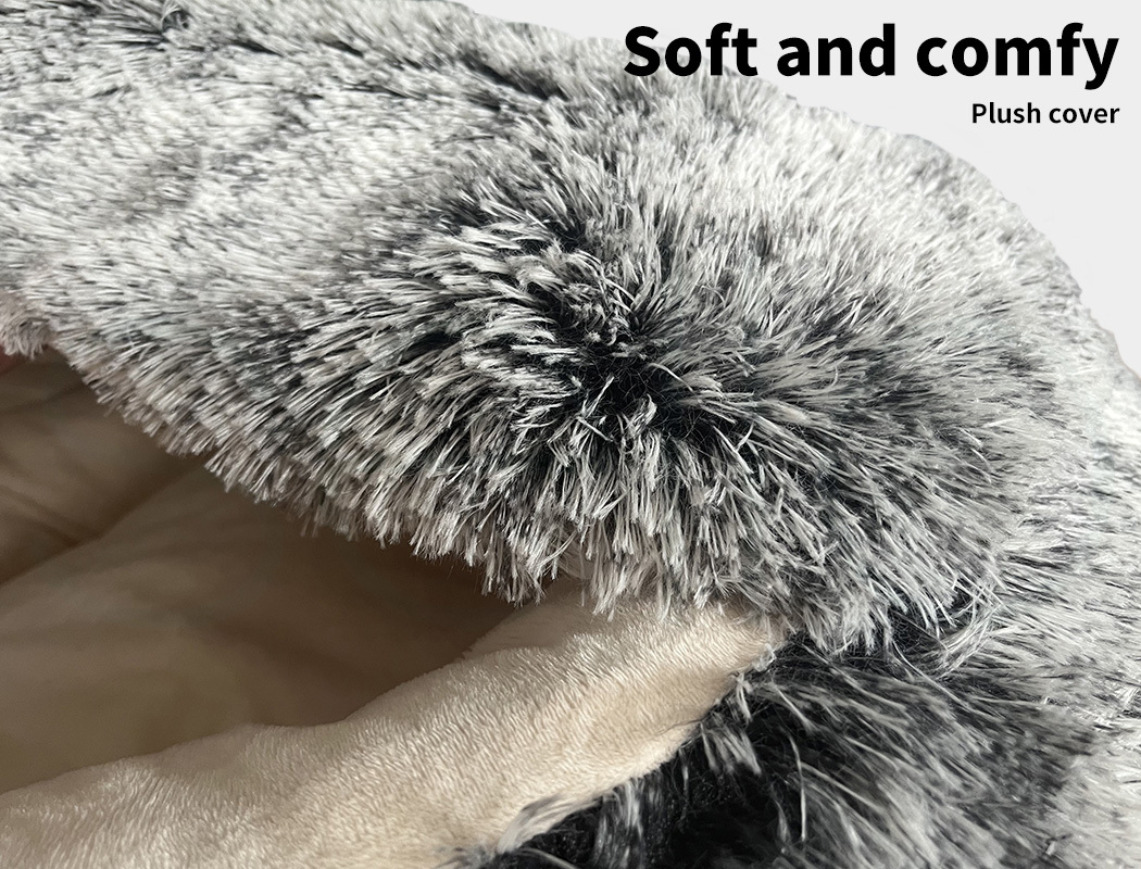 PaWz Pet Dog Bed Extra Large Soft Plush Sleeping Cushion with Removable Washable Cover, Hooded Donut Cat & Dog Bed, Charcoal