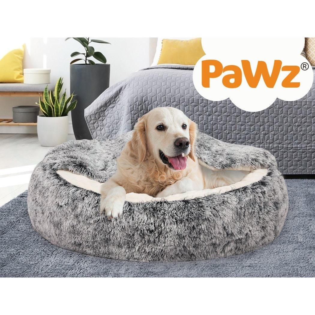PaWz Pet Dog Bed Extra Large Soft Plush Sleeping Cushion with Removable Washable Cover, Hooded Donut Cat & Dog Bed, Charcoal - Image 2
