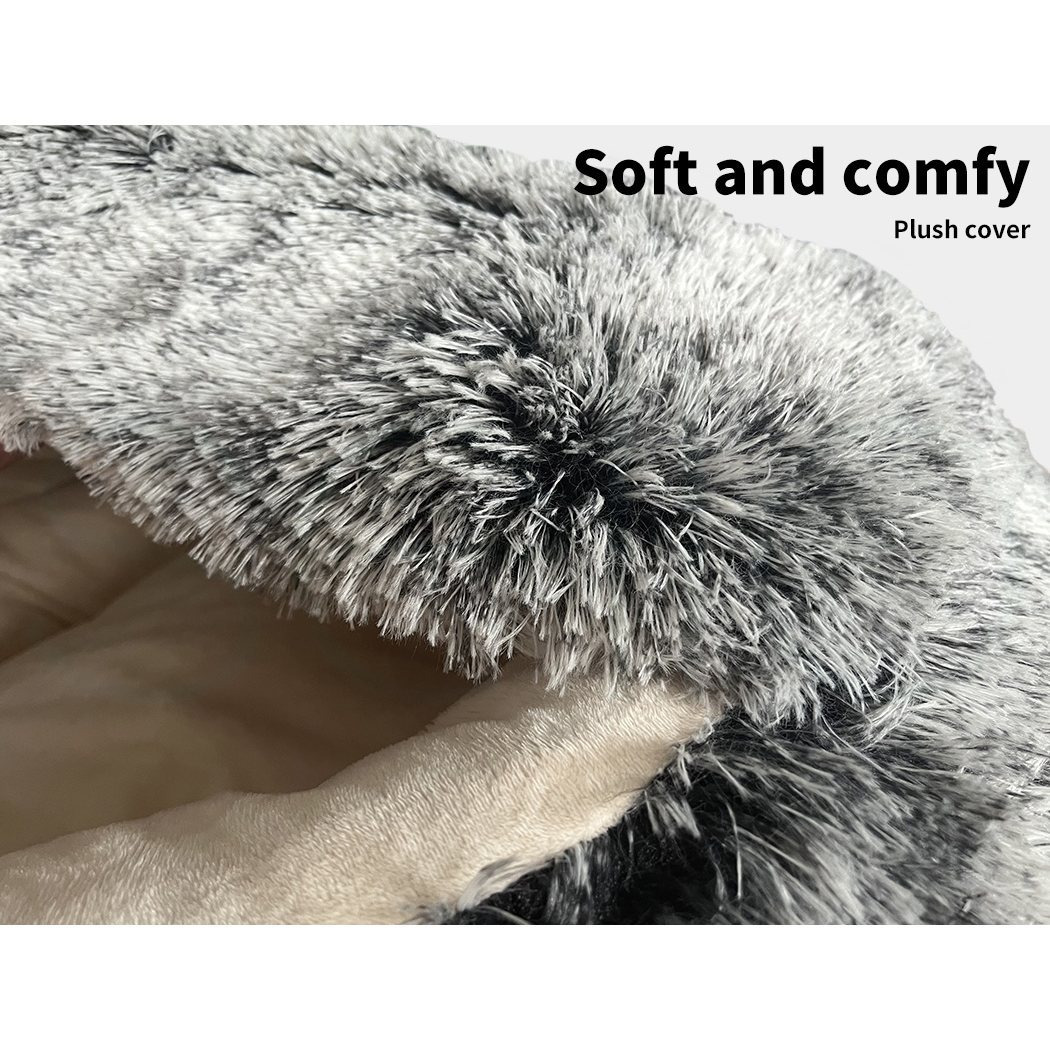 PaWz Pet Dog Bed Extra Large Soft Plush Sleeping Cushion with Removable Washable Cover, Hooded Donut Cat & Dog Bed, Charcoal - Image 3