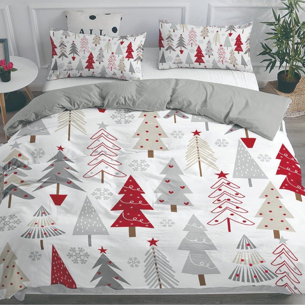 TEMU Xmas Tree White Christmas Quilt Duvet Cover Set