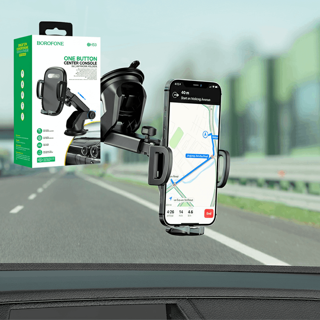 TEMU Borofone Bh53 Center Console Universal Car Mount Mobile Phone Holder For 4.5 To 6.9 Inch Mobile ( Black)