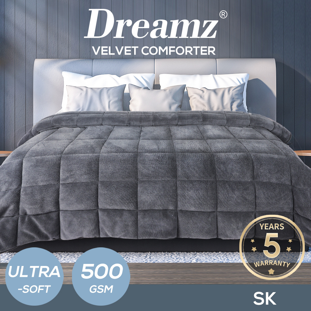 TEMU Flannel Quilt Comforter, 500gsm Soft Plush Winter Blanket, Breathable And Machine Washable Bedspread, Cozy Cover, Super King Size, Grey