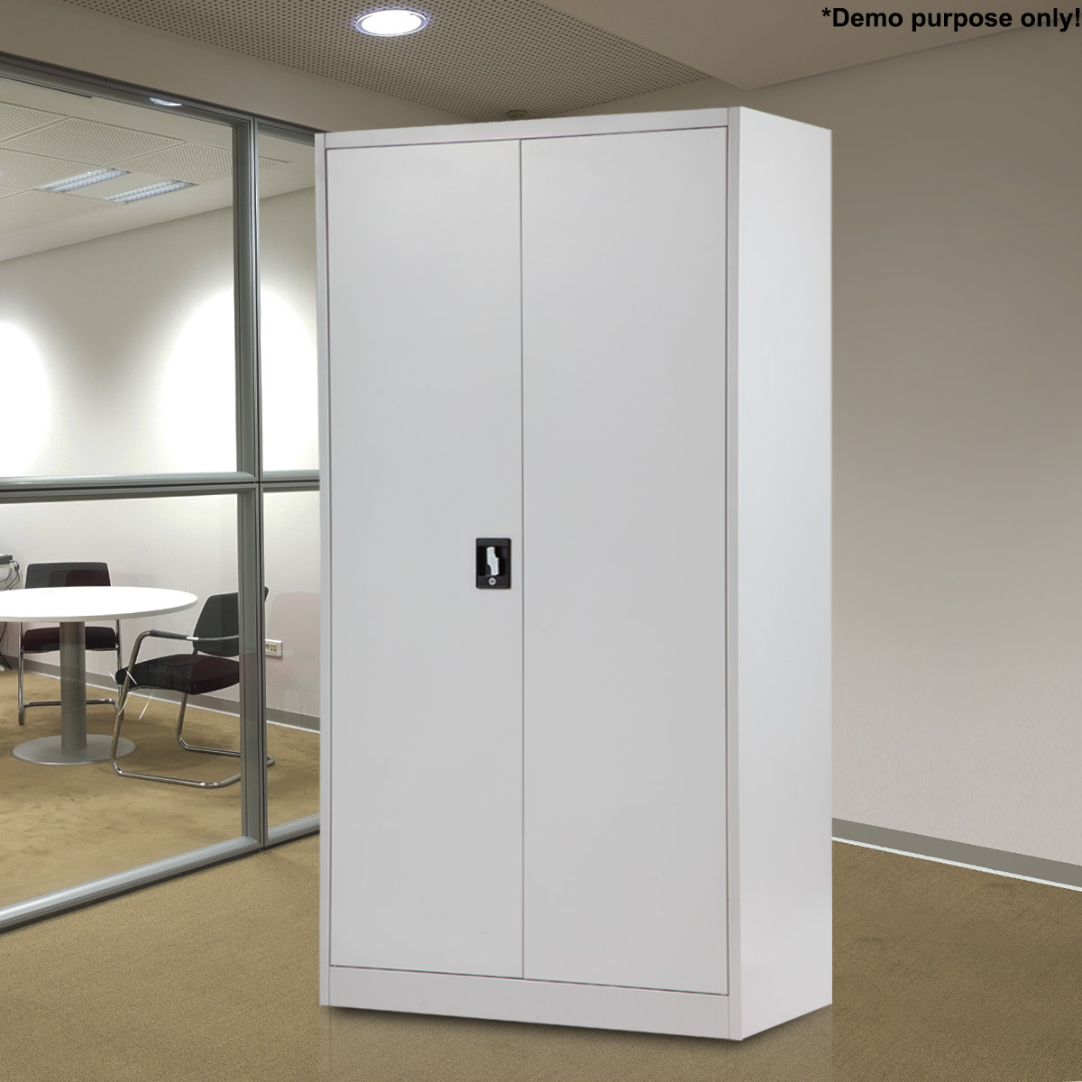   lockable filing cabinet office furniture document storage with adjustable shelves 185cm grey white