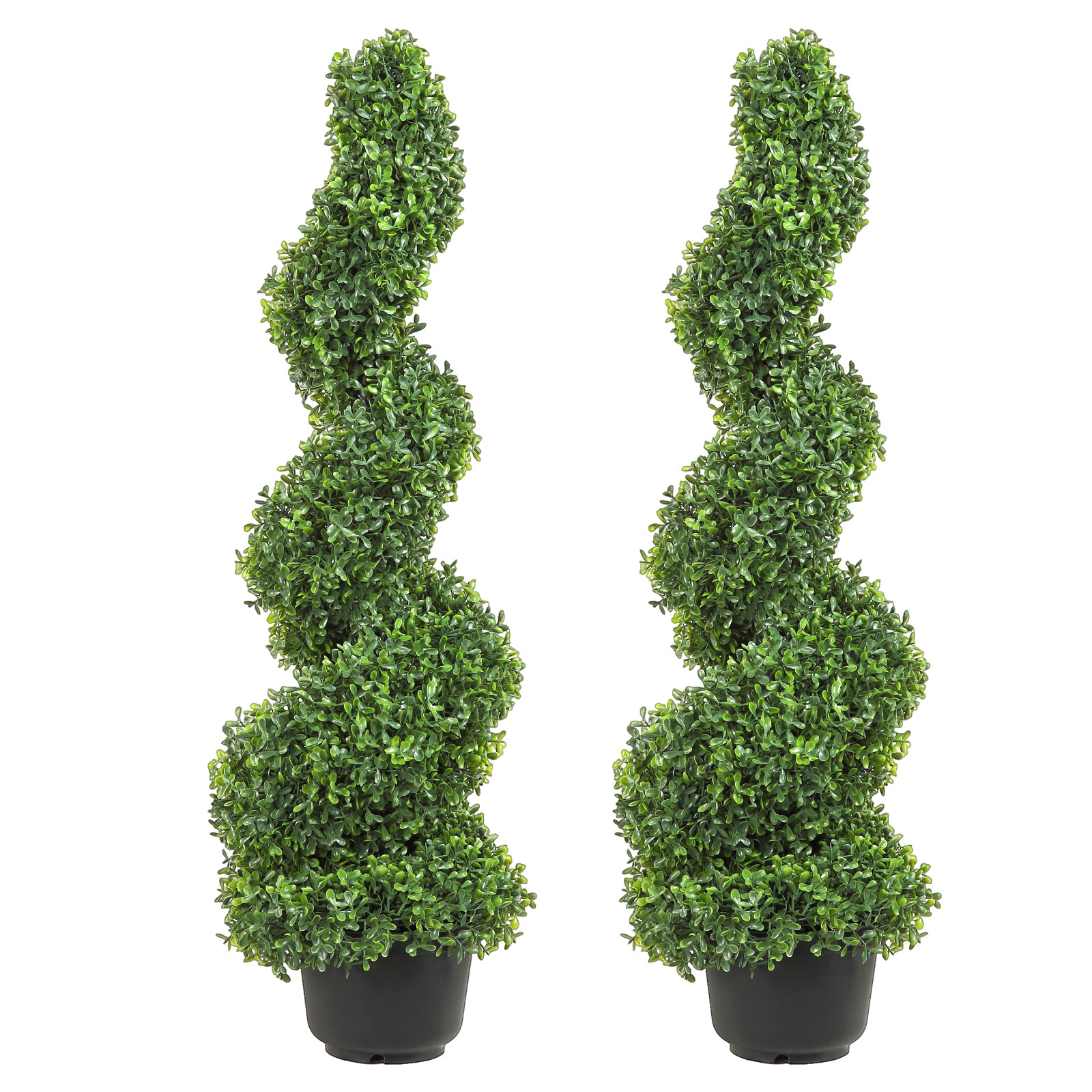 TEMU Vevor Artificial Topiaries Boxwood Trees, 3ft Tall (2pcs) Topiary Plant Outdoor, All-year Green Feaux Plant W/ Replaceable Leaves For Decorative
