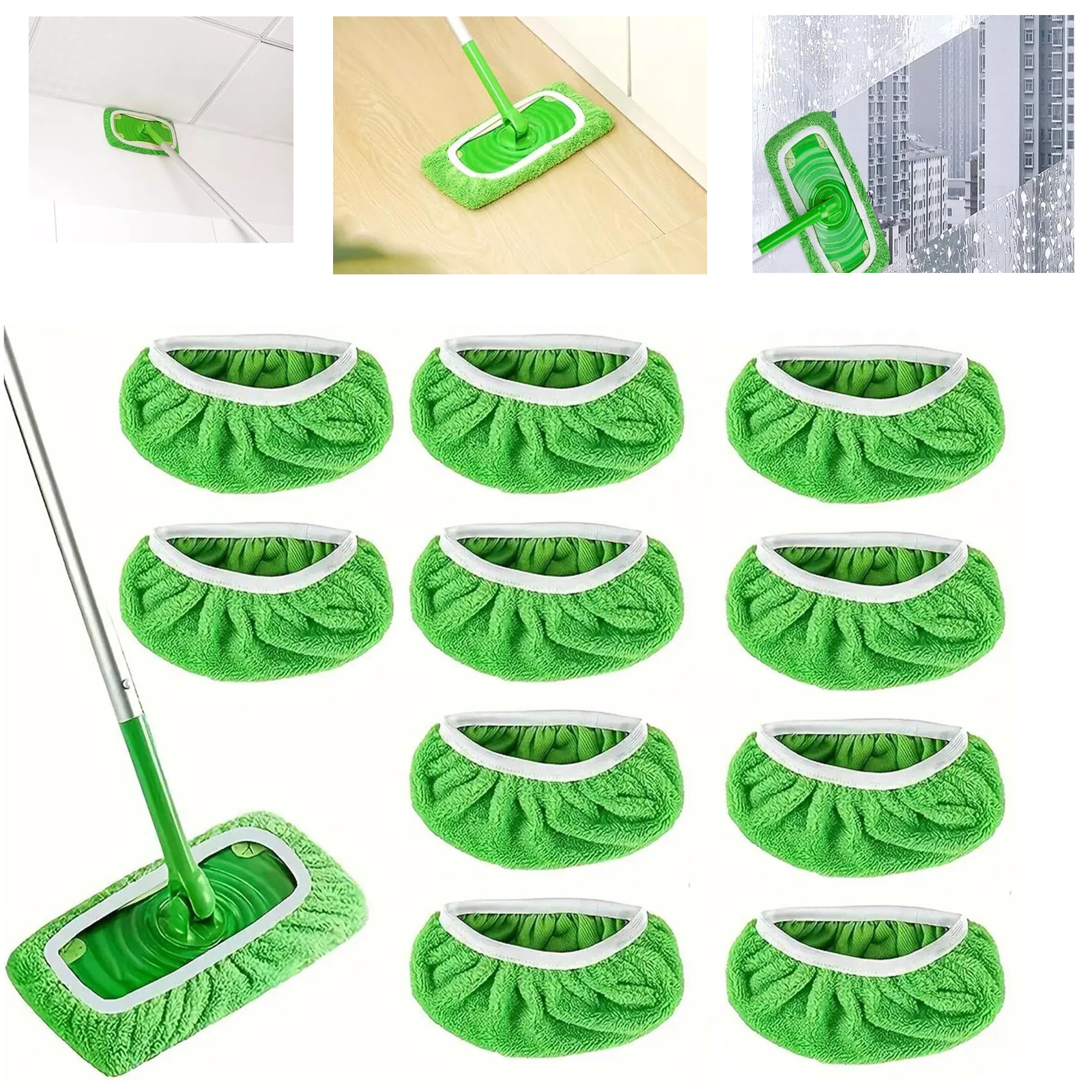 TEMU 18pcs Washable Coral Velvet Replacement Cloths For Flat Mops - Absorbent Wet/dry Cleaning Pads, Durable Stain-resistant For Kitchen Floors,
