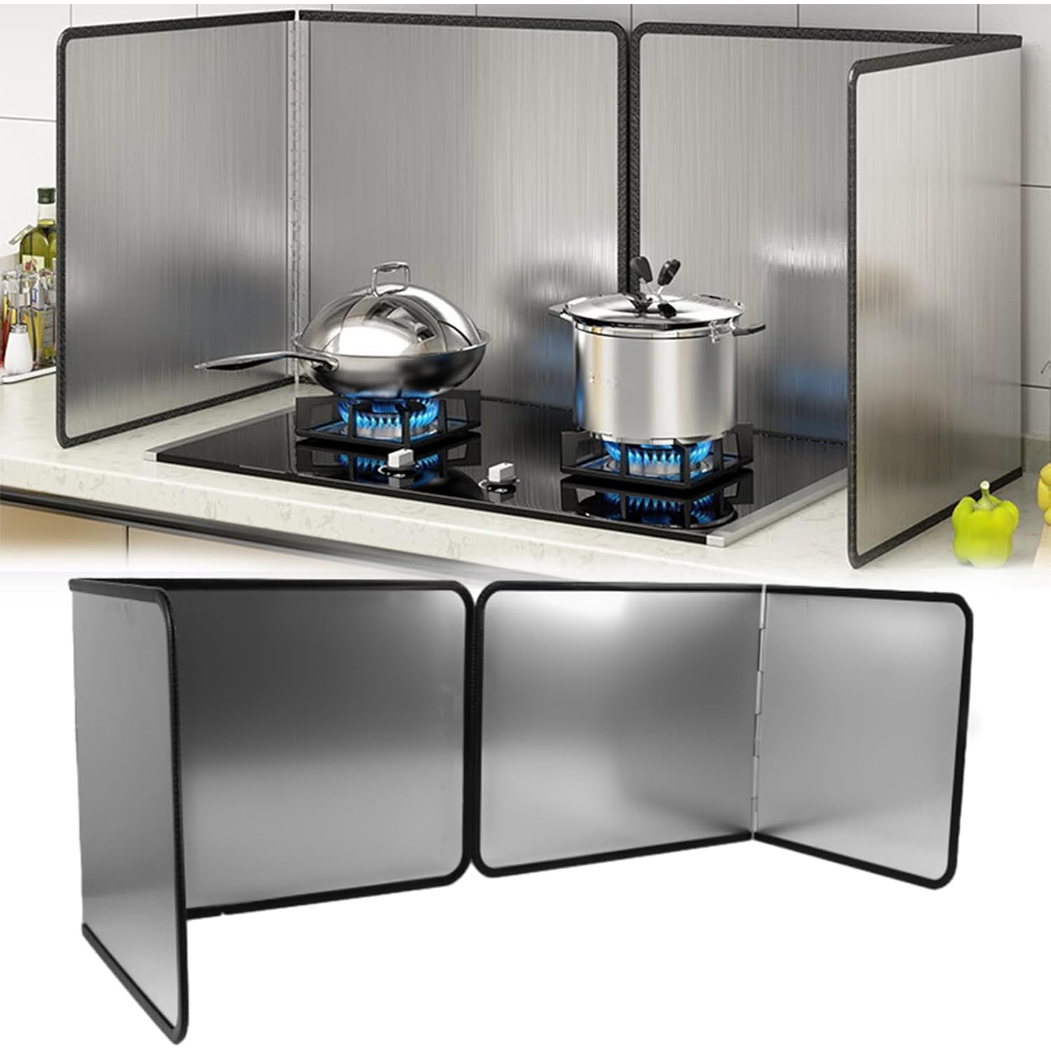 TEMU 2pcs Stainless Steel Splatter Screen, Folding Grease Splatter Guard For 2 Sided Anti Splatter For Kitchen Gas Stove, Anti Splatter Guard