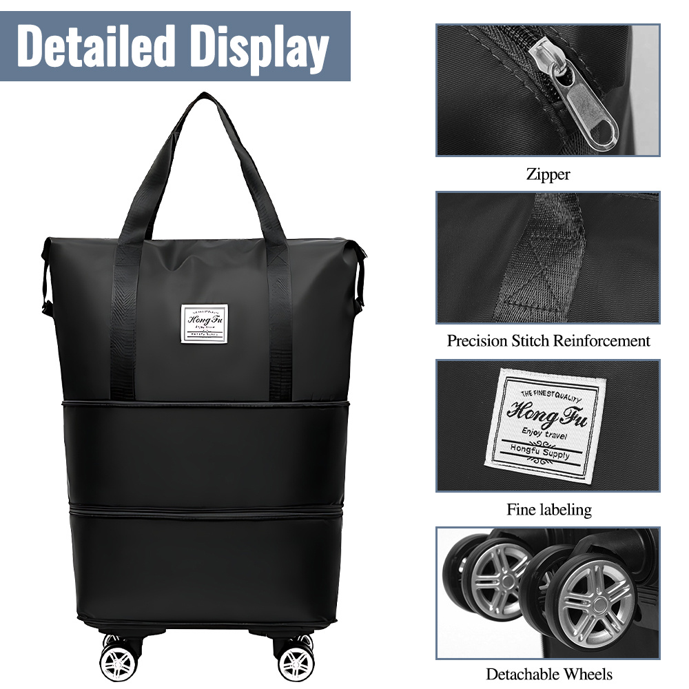 TEMU 3-in-1 Expandable Travel Bag With Wheels, Large-capacity 3-layer Lightweight Carry-on Multi-compartments, Telescopic Luggage Backpack For Travel