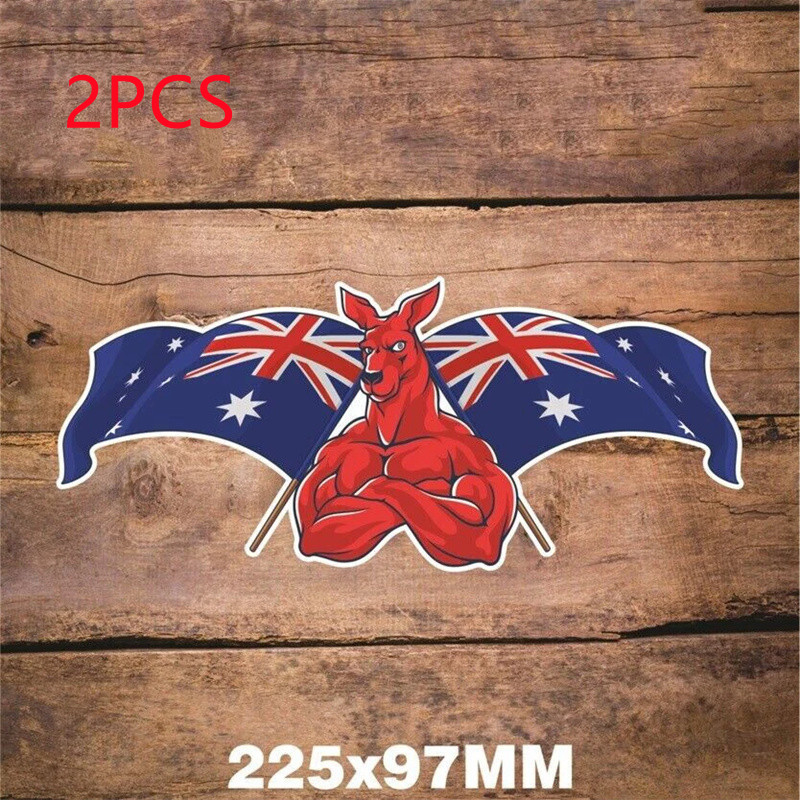 TEMU 2pcs Kangaroo Sticker Australian Flag Hunting 22.5cmx9.7cm Journals, Scrapbooks, Water Bottles