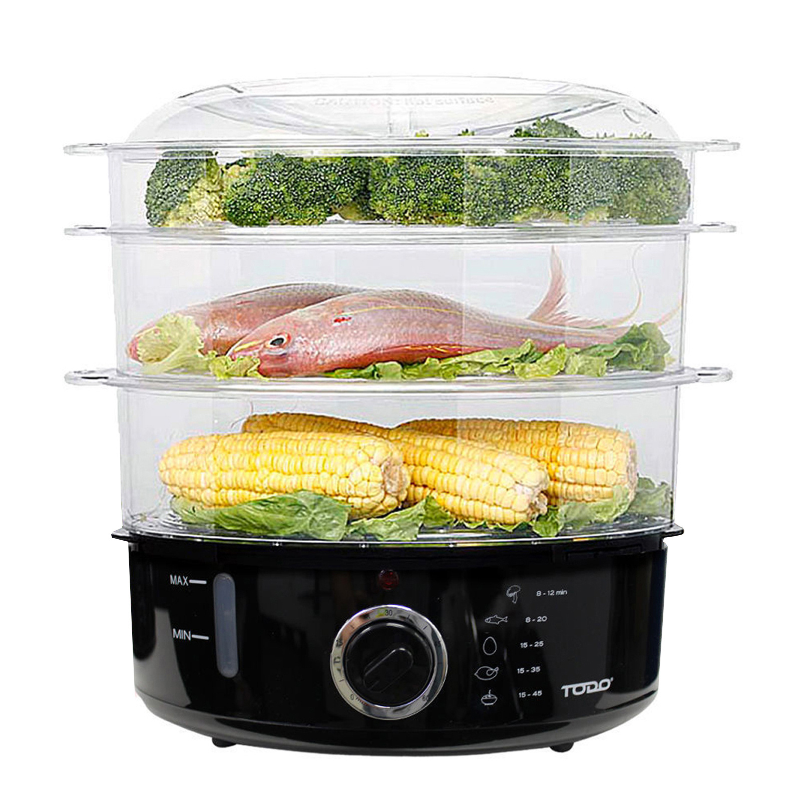 TEMU 9l Steam Cooker Steamer 3 Tray 800w Timer Healthy Stackable