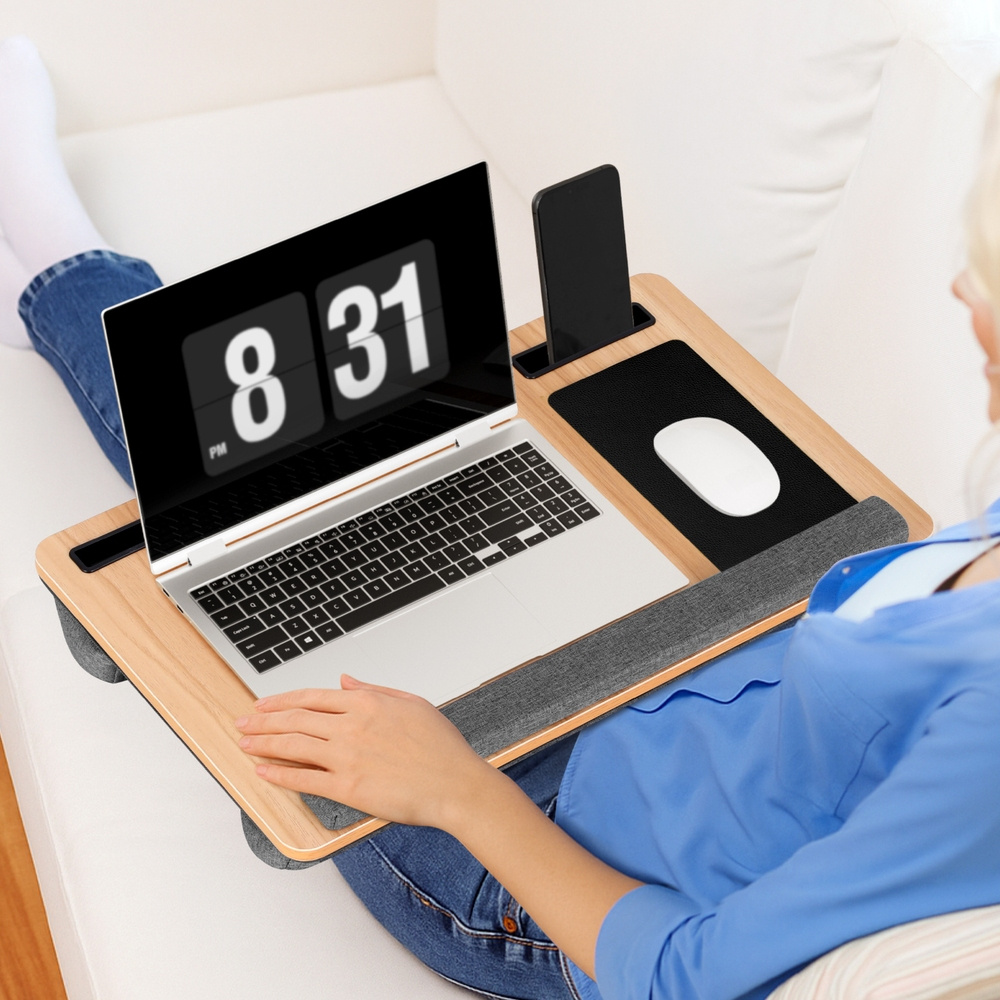 TEMU Artiss Lap Desk Laptop Desks Portable W/ Phone Slot Mouse Pad 55cm