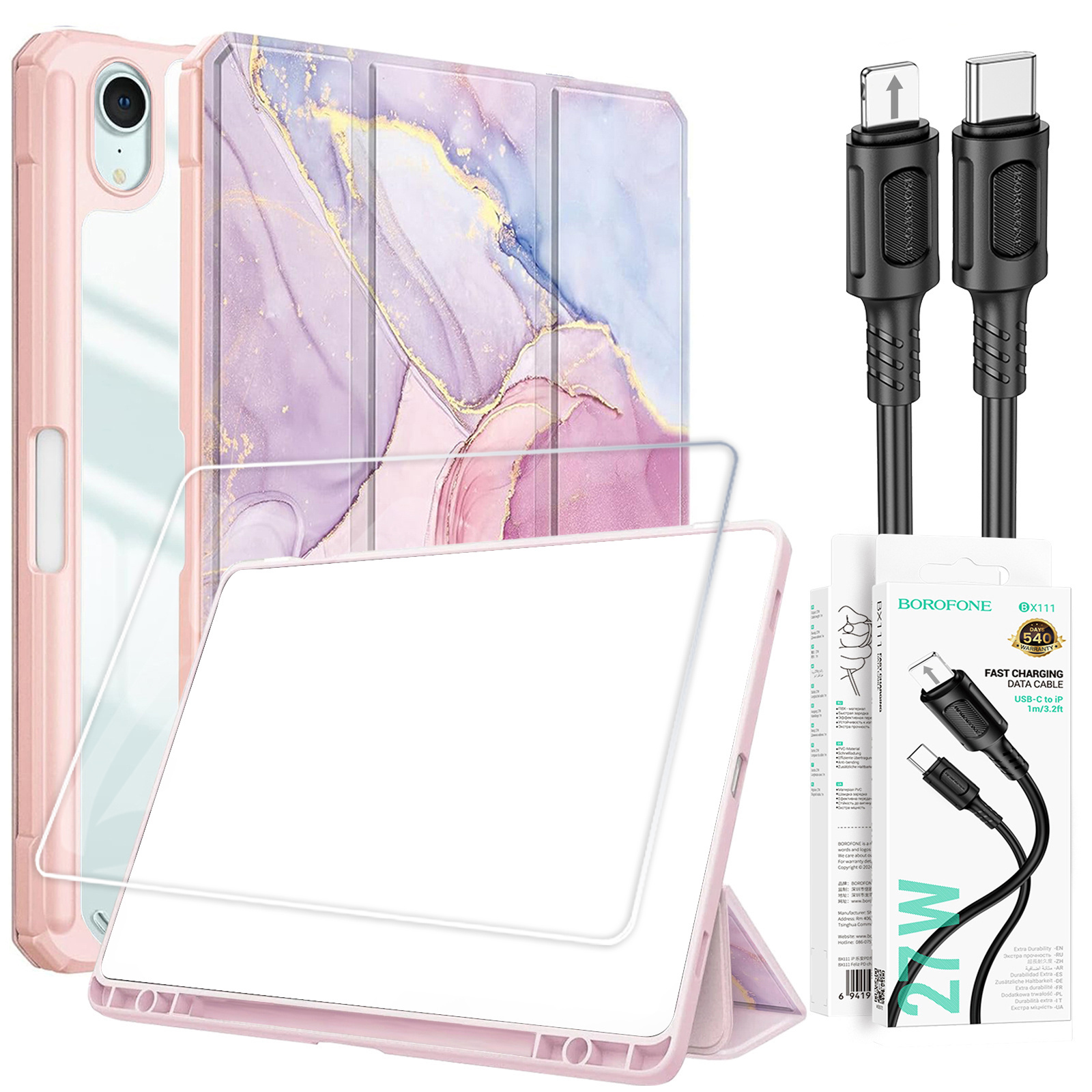 TEMU [ ] For Galaxy Tab A9 Plus X210 S9fe S10fe With S Pen Holder Protective Case Cover With Tempered Glass Screen Protector And Charging Cable