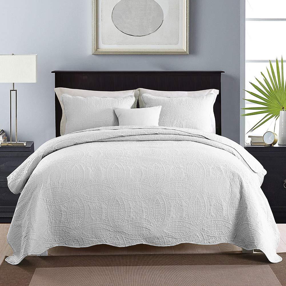 TEMU Chic Embossed 3pcs Premium Bedspread Coverlet Set Queen King Super King Size