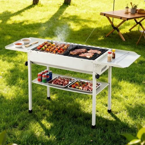 grillz portable bbq grill w stainless steel racks pans for outdoor