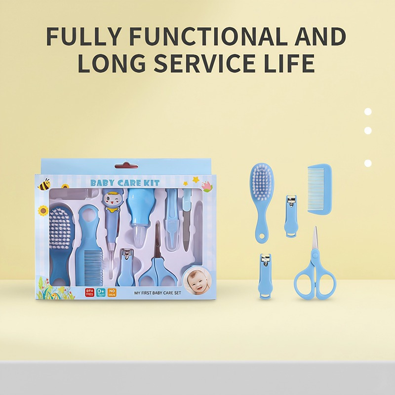 Newborn Baby Care Kit 10pcs Set for 0-6 Months Infant Umbilical Cord, Nail, and Oral Hygiene, Includes Glowing Ear Pick & All-in-One Sterilising Storage Case, All Tools are Boilable & UV-Safe with Parent-Friendly One-Handed Operation for Australian New Parents' Complete Peace of Mind.