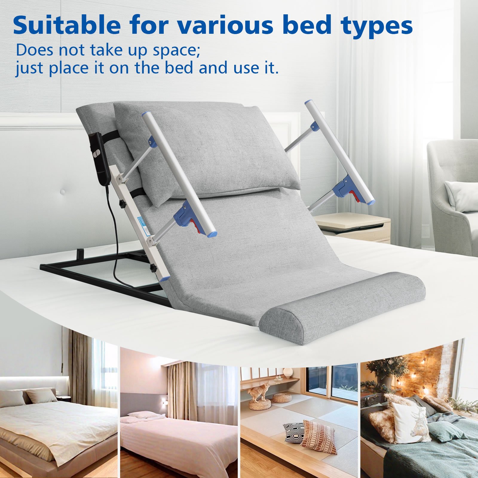 Maxkon Electric Lift Bed Arm Back Rest Pillow Bedrails Power Chair Lifter Assist Sit Stand Up Recliner Elderly Senior Disability Remote Medical Aid Support